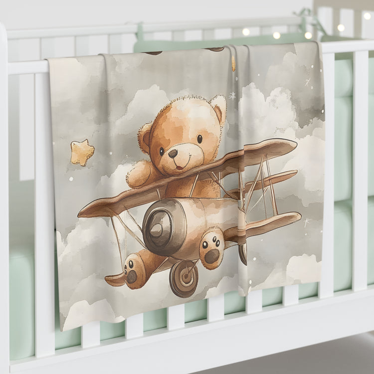 Cute Airplane Baby Swaddle Blanket | Soft & Cozy Newborn Wrap for Playtime & Naptime