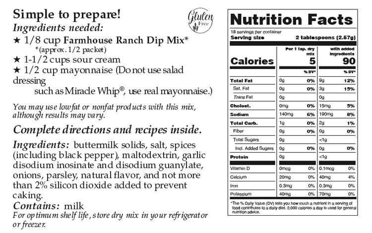 TSL Downhome Deliciousness Farmhouse Ranch Dip Mix