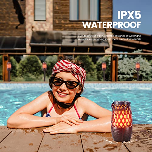 Outdoor/Indoor Bluetooth Speaker, Waterproof Portable Speaker with Lights, Multi-Sync Wireless Connection, Birthday Housewarming Gift Decor for Patio/Yard/Pool, Wall Mount&Stake&Hook Inc. 2 Pack