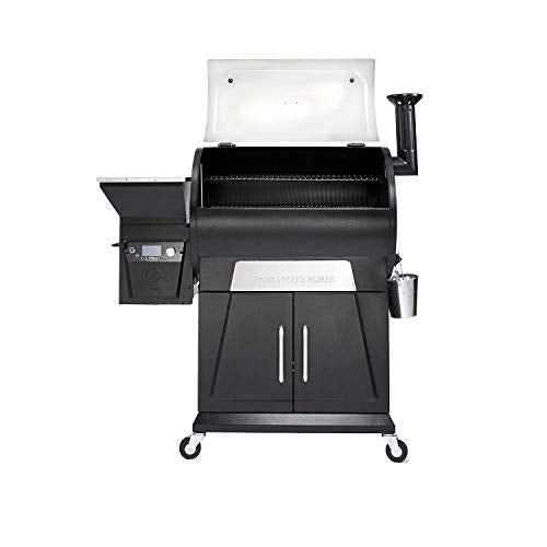 Z GRILLS ZPG-700D3 8 N 1 Wood Pellet Portable Stainless Steel Grill Smoker for Outdoor BBQ Cooking with Digital Temperature Control and Grill Cover, Silver