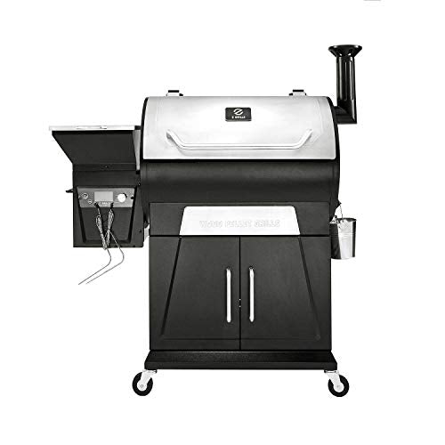 Z GRILLS ZPG-700D3 8 N 1 Wood Pellet Portable Stainless Steel Grill Smoker for Outdoor BBQ Cooking with Digital Temperature Control and Grill Cover, Silver