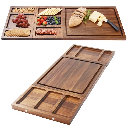 Convertible Charcuterie Board - Magnetic Cheese and Meat Board, Double-Sided Serving Tray and Cutting Board - (Magnetic Cheese Board/Without Engraving)