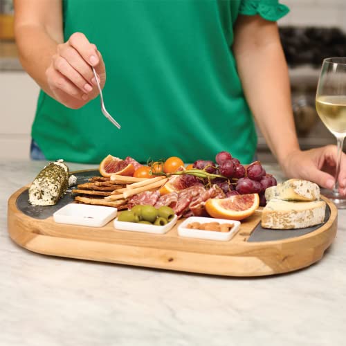 Charcuterie Board Gift Set. Acacia Wood Luxury Cheese Board with Stainless Steel Knives, Slates and Bowls. Housewarming Gift, Wedding Gift for Couple, Bridal Shower Aperitif Board
