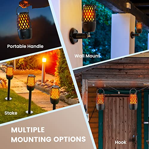 Outdoor/Indoor Bluetooth Speaker, Waterproof Portable Speaker with Lights, Multi-Sync Wireless Connection, Birthday Housewarming Gift Decor for Patio/Yard/Pool, Wall Mount&Stake&Hook Inc. 2 Pack