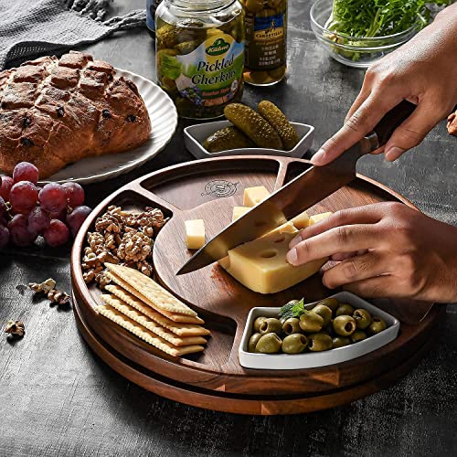 Lazy Susan Cheese Cutting Board Set, Round Acacia Charcuterie Board, C –  The Curated Kitchen & Home Store