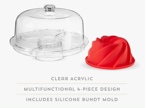 Downhome Deliciousness Acrylic Convertible Party Platter with Bundt Mold