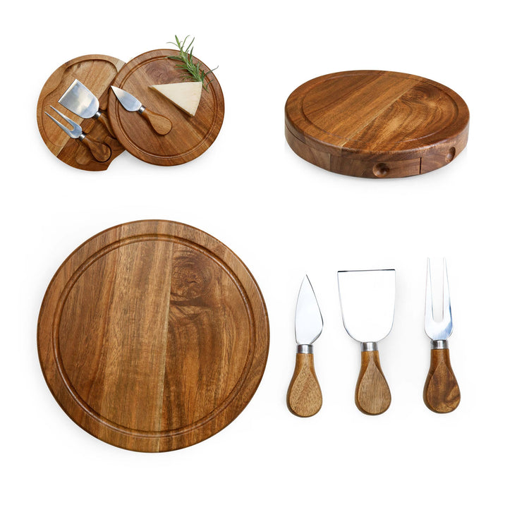 Round Acacia Cheese Board With Tools Set